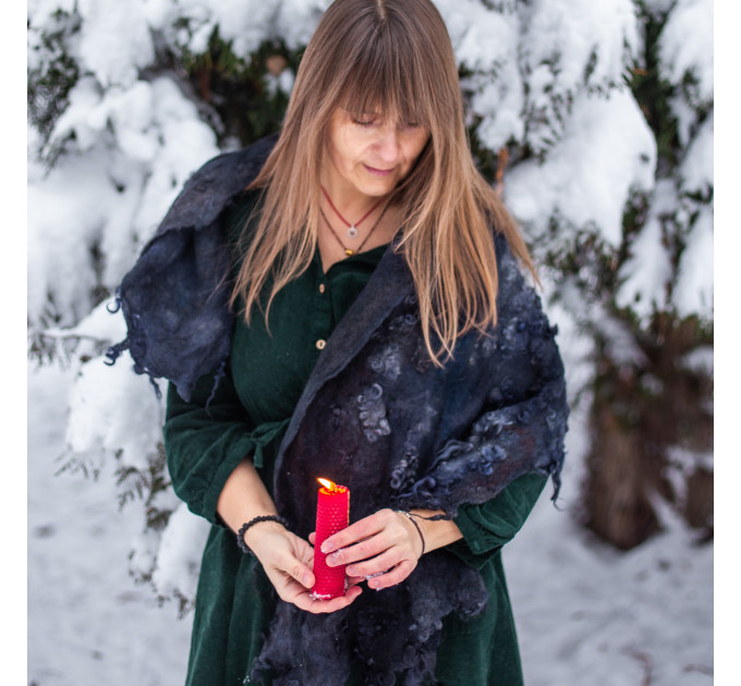 Winter Night Nuno Felted Shawl
