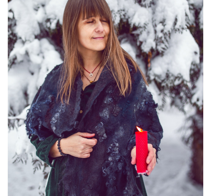 Winter Night Nuno Felted Shawl